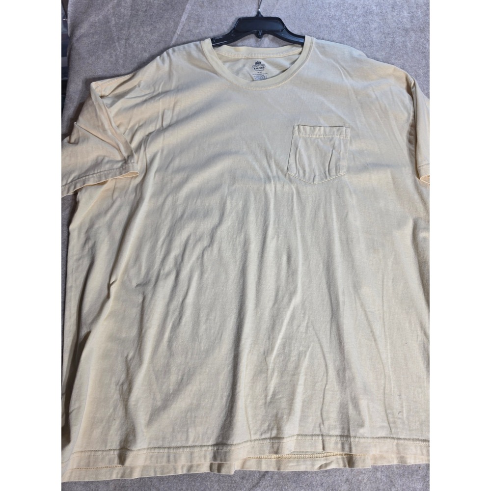 Stafford Mens XXL Yellow Short Sleeve Pocket T-Shirt 100% Cotton Crew Neck Tee